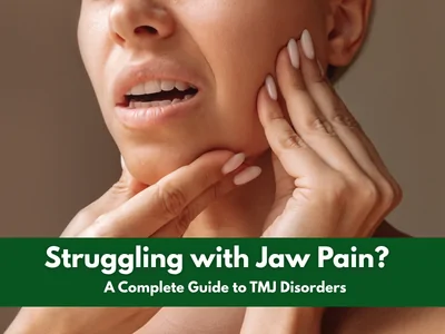 Woman holding jaw in pain from TMJ disorder in Hesperia CA