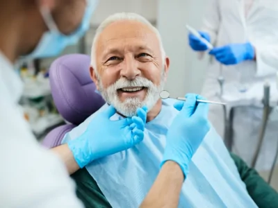 Senior dental checkup for tooth extraction