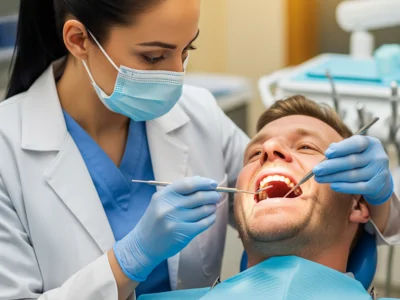 Healthy smile after a dental filling